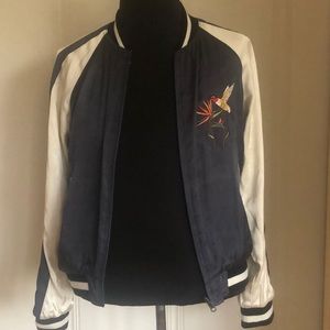 Custom satin embroidered reversible jacket.  GUC.